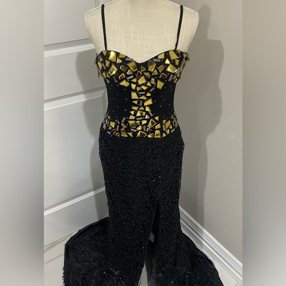 Elegant Black and Gold Prom / Wedding Dress